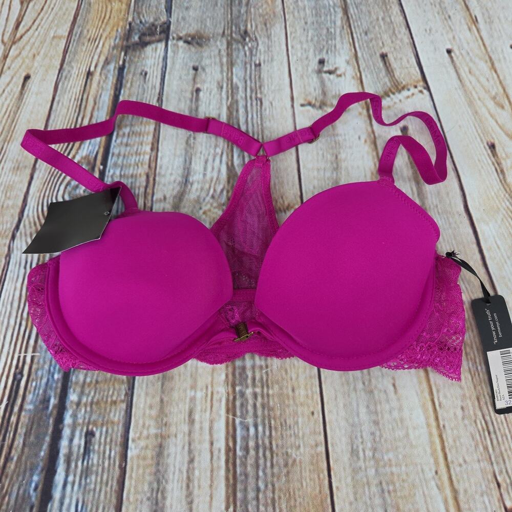 BeMe Bra Size 32B Racer Back Fuscia Front Clasp NEW